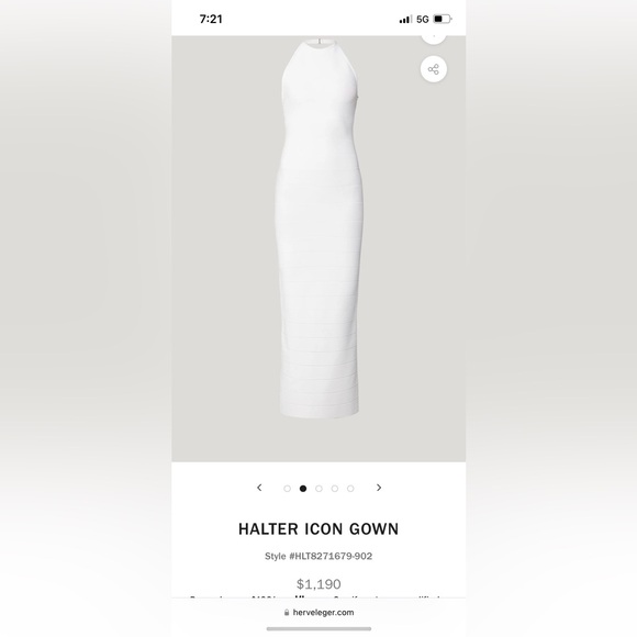 Hervé Leger Paris Halter Icon Gown White Bandage Dress L - Picture 4 of 11